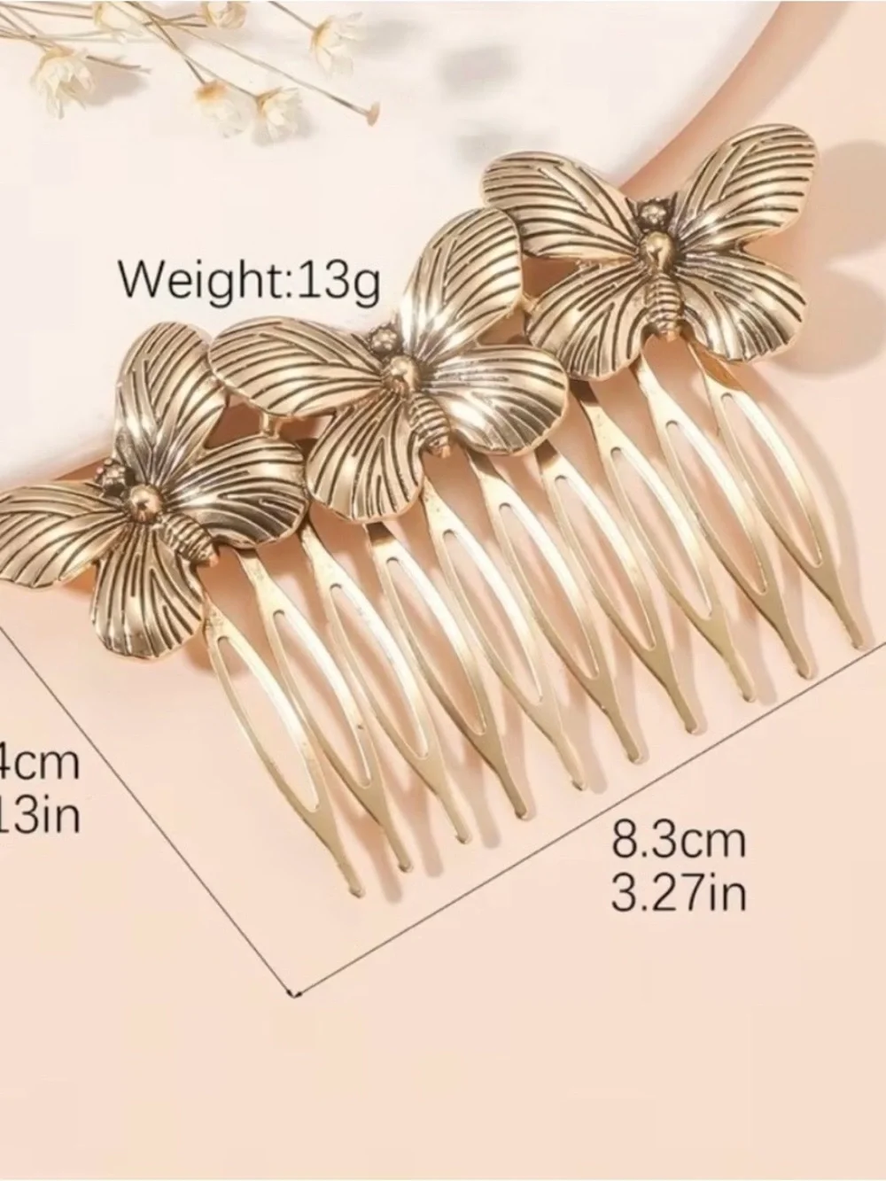 Floral Metal Hair Comb